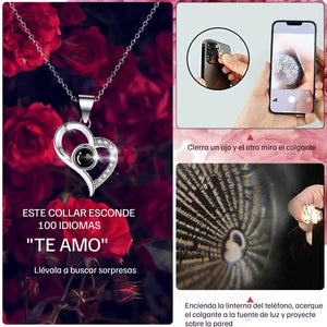 🌹 Collar con Rosa Eterna en Caja Joyero – El Regalo que Dice Te Amo en 100 Idiomas