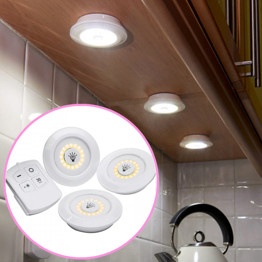 💡 Pack de 3 Luces LED Inalámbricas con Control Remoto – ¡Ilumina Fácilmente Cualquier Espacio!