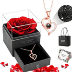 🌹 Collar con Rosa Eterna en Caja Joyero – El Regalo que Dice Te Amo en 100 Idiomas